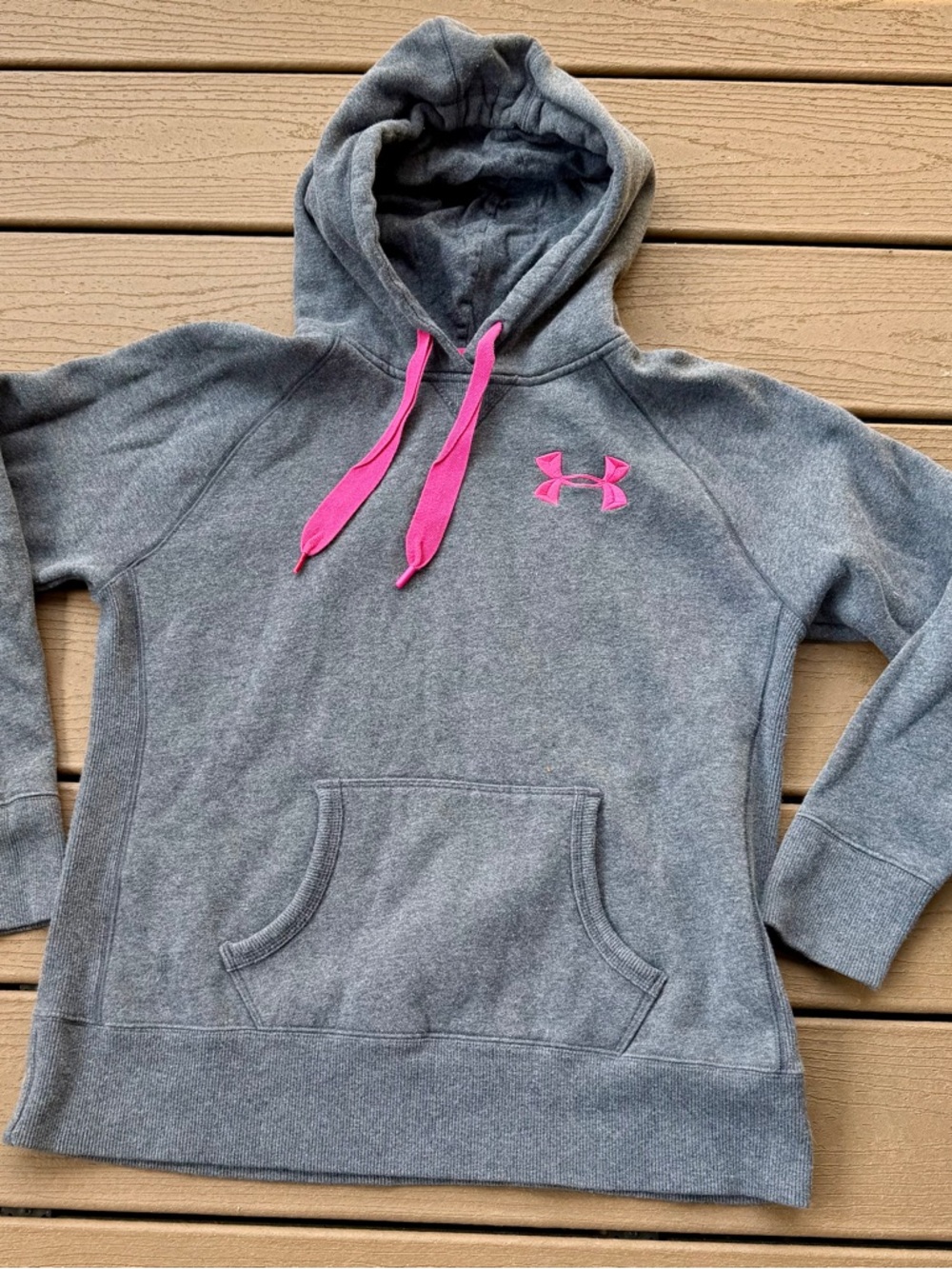 UNDER ARMOUR GRAY HOODIE PINK LOGO NEW WOMENS MEDIUM